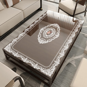pvc软玻璃桌垫免洗防油防水餐桌布法式蕾丝透明印花长方形茶几垫