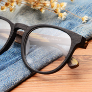 复古圆框木质眼镜框九十男潮女近视，板材仿木纹全框圆形超轻眼镜架