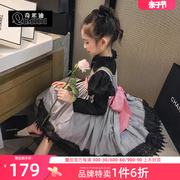 奇米迪女童公主裙，2023秋季洋气女儿童蝴蝶结，泡泡袖连衣裙韩版