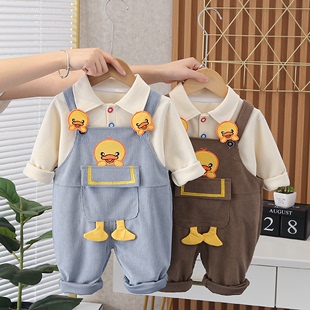 宝宝背带裤秋装套装0-1一3岁儿童装，2男小童6个月婴儿衣服春秋韩版