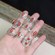 尼泊尔印度925银复古风深海红宝石，食指戒指环男女，情侣多款文艺礼