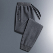 超舒适的卫裤男春秋装，抽绳束脚裤跑步灰色，运动裤休闲长裤拉链口袋