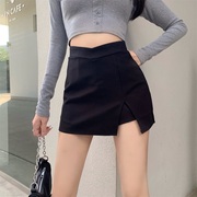 黑色a字短裙女2022夏季设计感时尚，韩版高腰显瘦包臀a字半身裤裙字