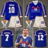 法国队球衣1998世界杯主场，10号齐达内长袖足球，服亨利98年复古套装