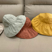 遮阳帽女防晒遮脸空顶，大沿韩版儿童太阳帽，夏季双面亲子可折叠户外