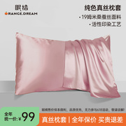 19姆米桑蚕丝枕头套纯色单面真丝枕套家用单人一只装48X74cm