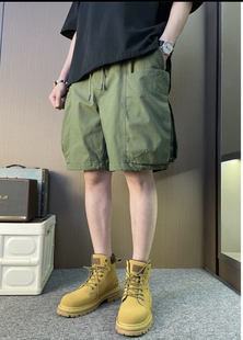 夏季男士工装短裤休闲百搭款式透气五分裤美式复古直筒纯色裤子