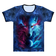 狼夏装3D效果男士短袖T恤 创意3dt恤立体狼图案 半袖打底衫潮DS4