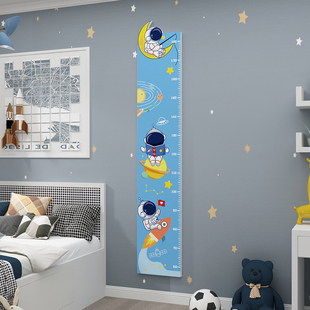 太空幼儿园主题身高测量尺墙贴面，儿童房间布置装饰宝宝可移除航天