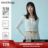 Mind Bridge女士条纹短款t恤2023春季百家好显瘦长袖韩版上衣