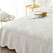 欧式绣花床盖三件套夹棉2022年高档白色绗缝被床单ins床裙式