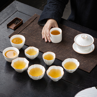 汝窑开片可养主人，杯茶杯子冰裂陶瓷茶具个人，品茗杯茶盏羊脂玉白瓷