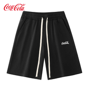 Coca-Cola/可口可乐 休闲短裤男夏季美式潮牌黑色运动裤子五分裤