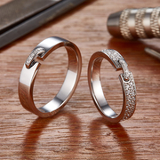 18k白金彩金镶真钻石戒指时尚，缘系一生情侣对戒男女结婚婚戒定制
