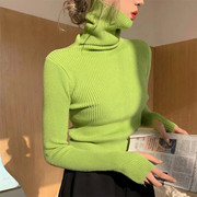 High Collar Versatile Long Sleeve Knit Shirt高领百搭针织衫女