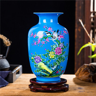 现代中式客厅家居饰品水晶釉，陶瓷器花瓶插摆件玄关桌面工艺品摆设