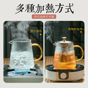 家用电陶炉养生泡花茶茶壶 酒店饭馆带把竖纹耐热玻璃煮茶壶