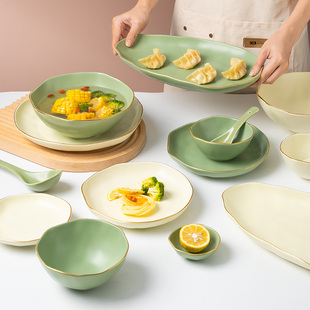 碗碟套装家用复古餐具套装组合高颜值饭碗乔迁送陶瓷碗盘筷