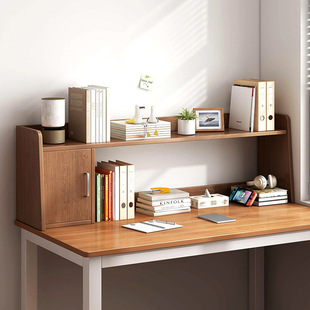 桌面书架置物架双层书桌整理架办公桌上简易小型多层转角书柜木质