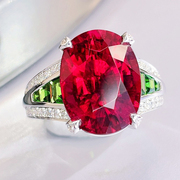 8.8ct18k金正红(金正红)卢比来(卢，比来)碧玺钻石，戒指镶嵌珠宝沙弗莱