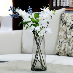 轻奢描金灰色锥型简约北欧玻璃花瓶客厅台面装饰花器家居插花摆件