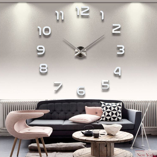 亚克力装饰贴墙钟DIY立体数字挂钟大尺寸墙壁钟客厅个性创意钟表