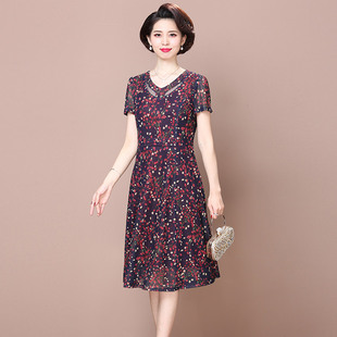 妈妈夏装连衣裙高贵气质，台湾纱品牌，中老年高端宽松大码裙子
