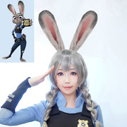 动物城朱迪警官兔子耳朵发箍cosplay仿真兽耳可爱表演道具