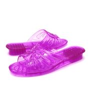 水晶凉鞋老式果冻透明水晶塑料，平跟女拖鞋女士，夏季坡跟厚底室