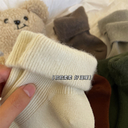 温暖加厚绒毛袜子女秋冬季保暖磨毛翻边中筒袜堆堆袜