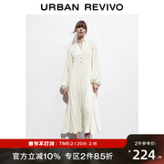 UR2023秋季女装复古法式慵懒度假气质泡泡袖连衣裙UWH730023
