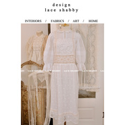 LACESHABBY法式复古风格浪漫纯棉镂空绣花长款围裙家居服