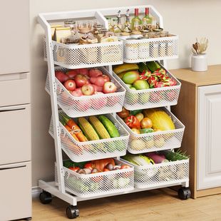 小推车置物架厨房家用多功能放水果蔬菜收纳筐客厅卧室落地零食架