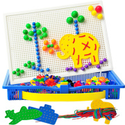 儿童蘑菇钉组合拼插板，拼图宝宝益智1-2-3周岁4-5岁6男孩7女孩玩具