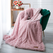 双层加厚秋冬毛毯绒毯 长毛/羊羔绒 AB双面毯 欧式简约纯色款驼i.