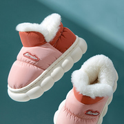 儿童防水棉鞋毛毛保暖男童女童加绒加厚宝宝棉拖鞋包跟2023冬