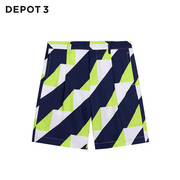 depot3男装短裤国内原创设计品牌几何印花原创涂鸦轻量短裤
