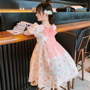 女童夏装连衣裙2024韩版洋气，儿童夏季裙子女孩中大童公主裙潮
