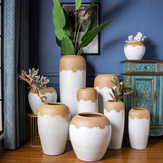 现代简约落地大花瓶客厅，插花花器特大粗陶陶罐家居装饰品陶瓷摆件