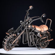 复古哈雷摩托车模型摆件铁艺，金属机车男孩房间装饰摆设生日礼物男