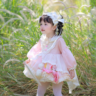 女童洛丽塔lolita公主，裙周岁生日，礼服长袖连衣裙秋装蓬蓬裙