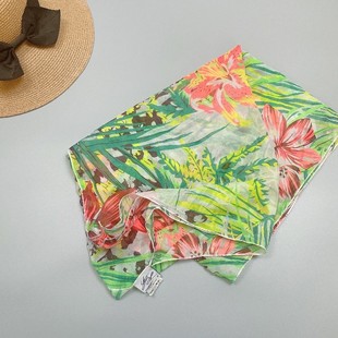 雪纺丝巾长方形比基尼，外罩花卉围巾沙滩韩版中青年，防晒薄夏季