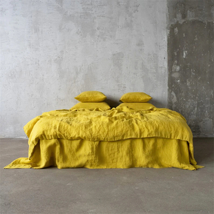 高级感亚麻四件套纯色1.8x2米床单被套民宿酒店宿舍床上用品定制