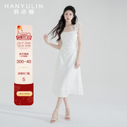 韩语琳法式连衣裙女夏季2023漂亮气质显瘦高级感白色裙子