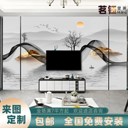 新中式轻奢电视背景墙壁纸现代简约大理石纹线条壁画32D水晶墙布