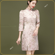 新中式国风改良版旗袍短款春夏气质修身连衣裙日常新娘敬酒服