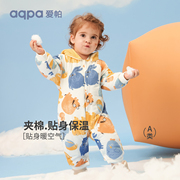 aqpa爱帕婴儿连体衣棉服夹棉冬季宝宝，连帽保暖厚服新生儿衣服棉衣