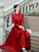 中式敬酒服新娘回门服红色裙子订婚礼服，女旗袍秀禾服嫁衣