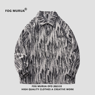 fogmurua泼墨情侣工装牛仔外套，男秋季美式高级感宽松夹克潮