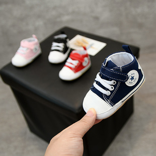 宝宝鞋帆布秋季3-9-12个月，婴儿软底学步鞋，0-1岁男女童高帮休闲鞋